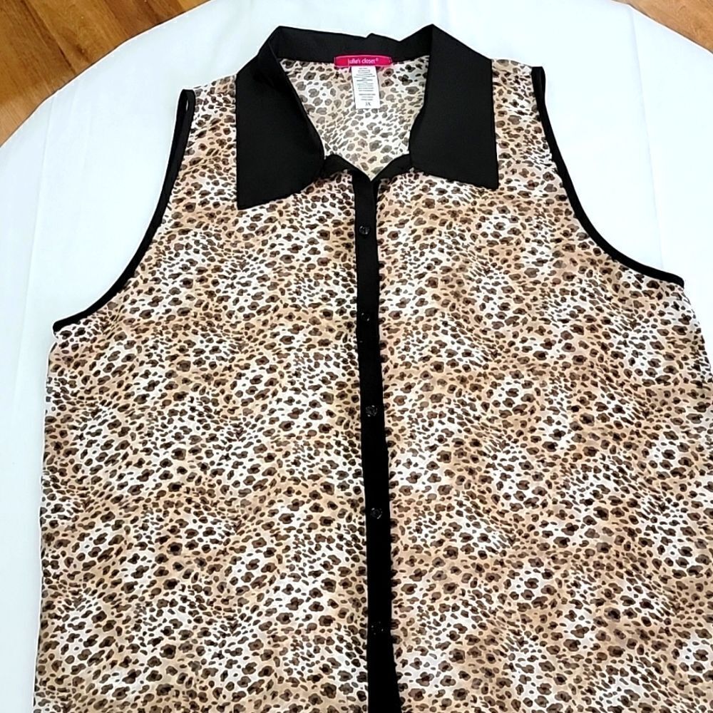 Julie's Closet Sheer Leopard Print Tank Top - Black and Brown